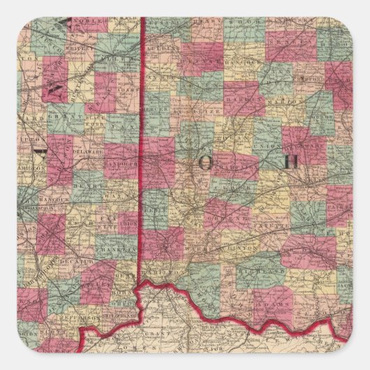 Ohio und Indiana 3 Quadratischer Aufkleber (Vorderseite)