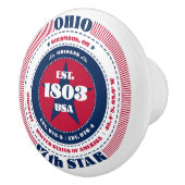 Ohio US Staat Red White Blue Typografy Keramikknauf (Rechts)