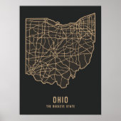Ohio US Staat Road Map - Buckeye Staat Map Poster (Vorne)