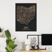 Ohio US Staat Road Map - Buckeye Staat Map Poster (Heimbüro)