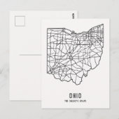 Ohio US Staat Road Map - Buckeye Staat Map Postkarte (Vorne/Hinten)