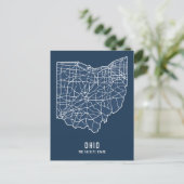 Ohio US Staat Road Map - Buckeye Staat Map Postkarte (Stehend Vorderseite)