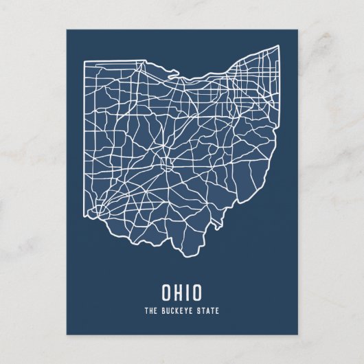 Ohio US Staat Road Map - Buckeye Staat Map Postkarte (Vorderseite)