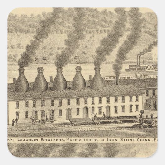 Ohio Valley Pottery, Laughlin Brothers Quadratischer Aufkleber (Vorderseite)