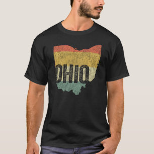 Ohio Vintag Retro Sunset Distressed Staat Map T-Shirt