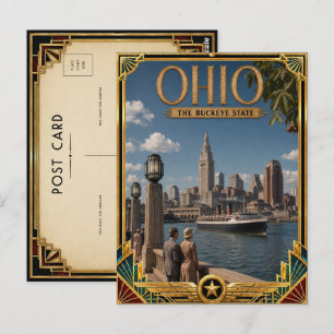 Ohio Vintage Art Deco Golden Age Postkarte
