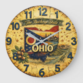 Ohio Wall The Buckeye State Vintage Map Design Große Wanduhr