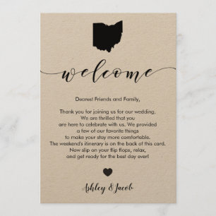 Ohio Wedding Welcome Letter & Itinerary Card Programm