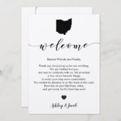 Ohio Wedding Welcome Letter & Itinerary Card Programm (Vorne/Hinten)