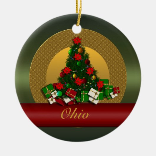 Ohio-Weihnachtsbaum-Verzierung Keramik Ornament (Vorne)