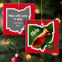 Ohio Weihnachtsschmuck mit Kardinal und Buckeyes