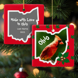 Ohio Weihnachtsschmuck mit Kardinal und Buckeyes