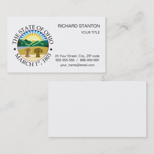 Ohio-Zeichen Visitenkarte (Vorne/Hinten)