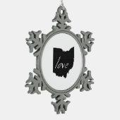 Ohioan Liebe Ohio Shaped Black Buckeye Chalkboard Schneeflocken Zinn-Ornament (Links)