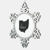 Ohioan Liebe Ohio Shaped Black Buckeye Chalkboard Schneeflocken Zinn-Ornament (Rechts)