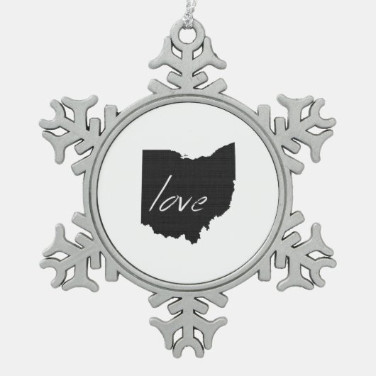 Ohioan Liebe Ohio Shaped Black Buckeye Chalkboard Schneeflocken Zinn-Ornament (Vorderseite)