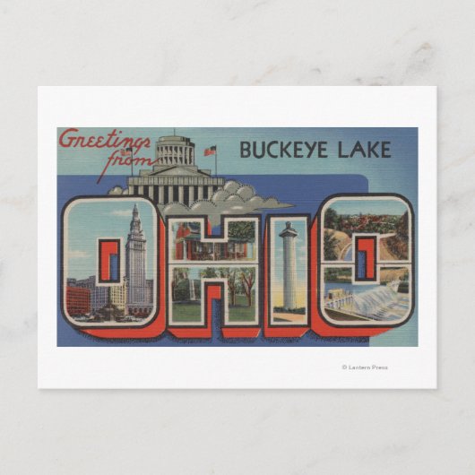 OhioBuckeyeSeeGroße Letter-SzenenOhio Postkarte (Vorderseite)