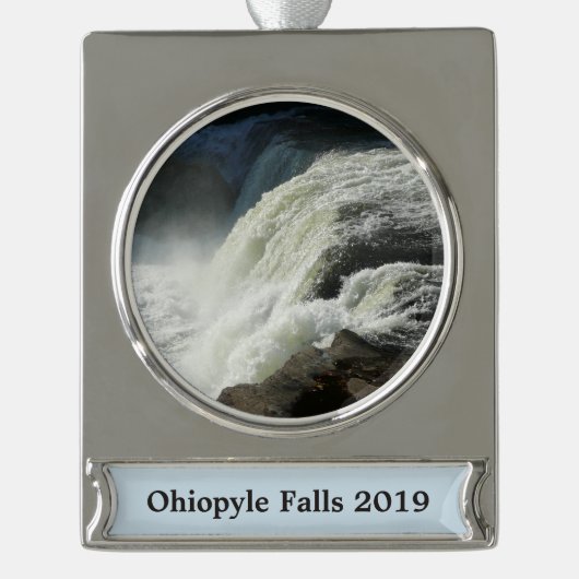 Ohiopyle Falls in Pennsylvania Banner-Ornament Silber (Vorderseite)
