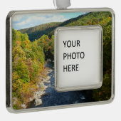 Ohiopyle Fluss im Herbst I Pennsylvania Herbst Rahmen-Ornament Silber (Rechts)