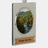 Ohiopyle Fluss im Herbst II Pennsylvania Herbst Banner-Ornament Silber (Rechts)