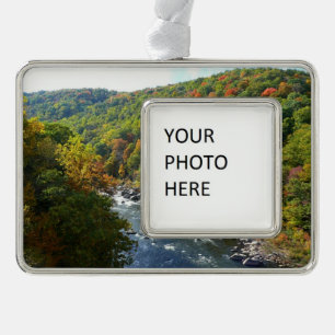 Ohiopyle Fluss im Herbst II Pennsylvania Herbst Rahmen-Ornament Silber