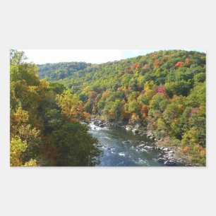 Ohiopyle Fluss im Herbst II Pennsylvania Herbst Rechteckiger Aufkleber