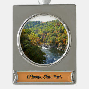 Ohiopyle River im Herbst II Pennsylvania Herbst Banner-Ornament Silber