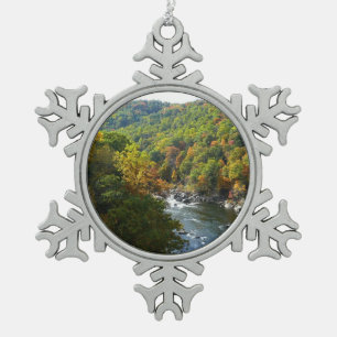 Ohiopyle River im Herbst II Pennsylvania Herbst Schneeflocken Zinn-Ornament