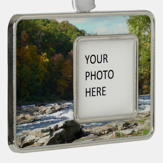 Ohiopyle River Rapids in Herbst Pennsylvania Herbs Rahmen-Ornament Silber (Rechts)