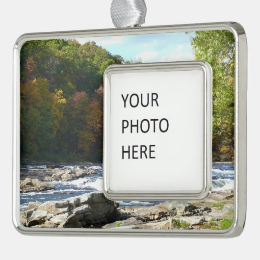 Ohiopyle River Rapids in Herbst Pennsylvania Herbs Rahmen-Ornament Silber (Links)