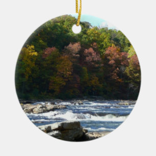 Ohiopyle River Stromschnellen im Herbst Pennsylvan Keramik Ornament