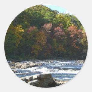 Ohiopyle River Stromschnellen im Herbst Pennsylvan Runder Aufkleber