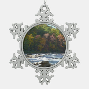 Ohiopyle River Stromschnellen im Herbst Pennsylvan Schneeflocken Zinn-Ornament