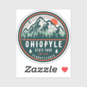 Ohiopyle Staat Park Penn Retro Sunset Abzeichen Aufkleber (Blatt)