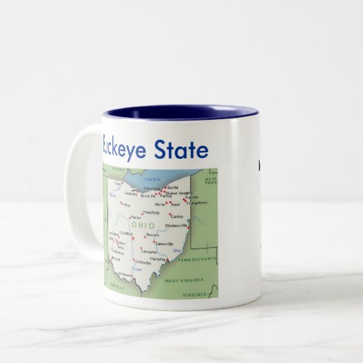 Ohiosymbole u. -karte zweifarbige tasse (Vorderseite Links)