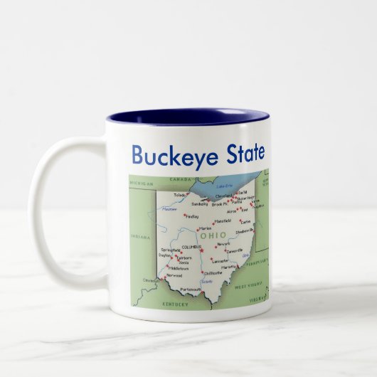 Ohiosymbole u. -karte zweifarbige tasse (Links)