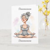 Ohm, Frau, die Yoga macht | Crazy World Karte (Gelbe Blume)