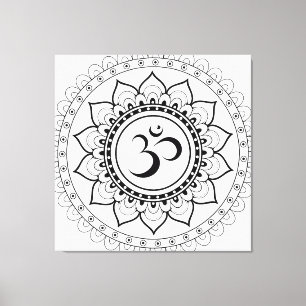 Ohm Mandala Om Mandala Weiß & Schwarz Leinwanddruck