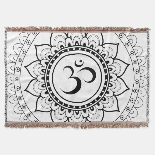 Ohm Mandala Om Mandala White & Black Decke (Vorderseite)