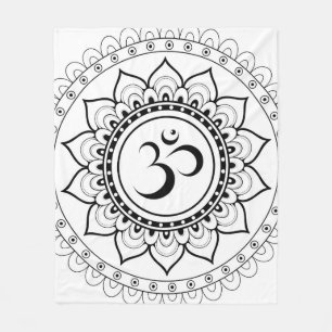 Ohm Mandala Om Mandala White & Black Fleecedecke