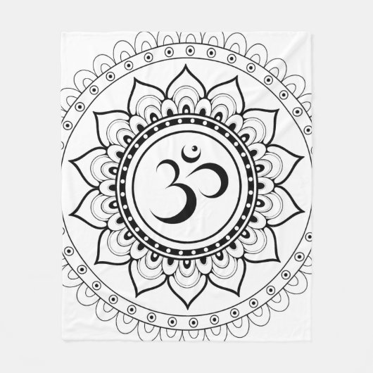 Ohm Mandala Om Mandala White & Black Fleecedecke (Vorderseite)