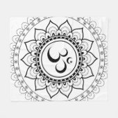 Ohm Mandala Om Mandala White & Black Fleecedecke (Vorderseite (Horizontal))
