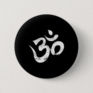 Ohm-Meditationssymbol Aum Spirituell Indisch Buddh Button