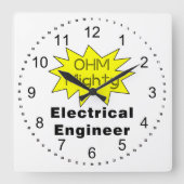 Ohm Mighty Electrical Engineer Quadratische Wanduhr (Vorderseite)