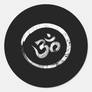 Ohm Om Om Yoga Meditation Spirituelle Namaste Runder Aufkleber