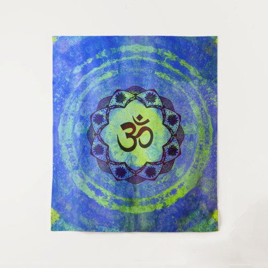 Ohm-Symbol, Mandala - grün Wandteppich (Vorderseite)