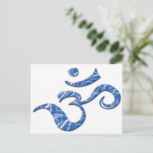 Ohm Symbol Postkarte in Blau (Stehend Vorderseite)