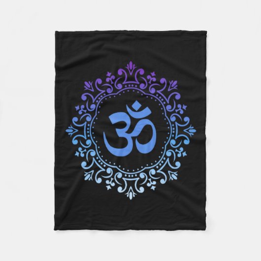 Ohm Yoga New Age Purple And Blue Mandala Sound Bat Fleecedecke (Vorderseite)