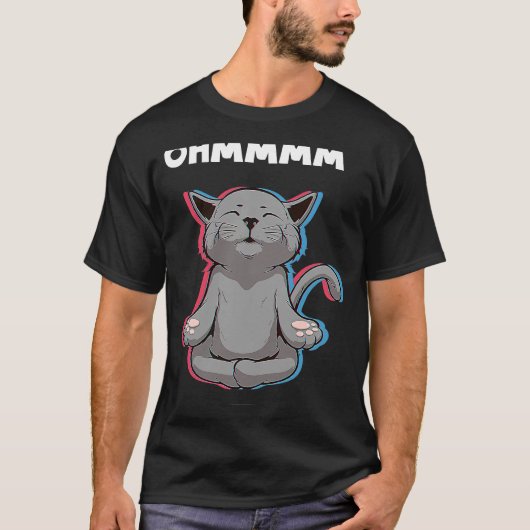 Ohmmm Yoga Cats Meditation Relaxation Om Namaste T-Shirt (Vorderseite)