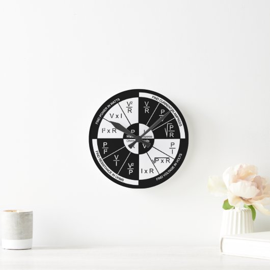 Ohm's Law Round Clock Black and White Dial Runde Wanduhr (Zuhause)
